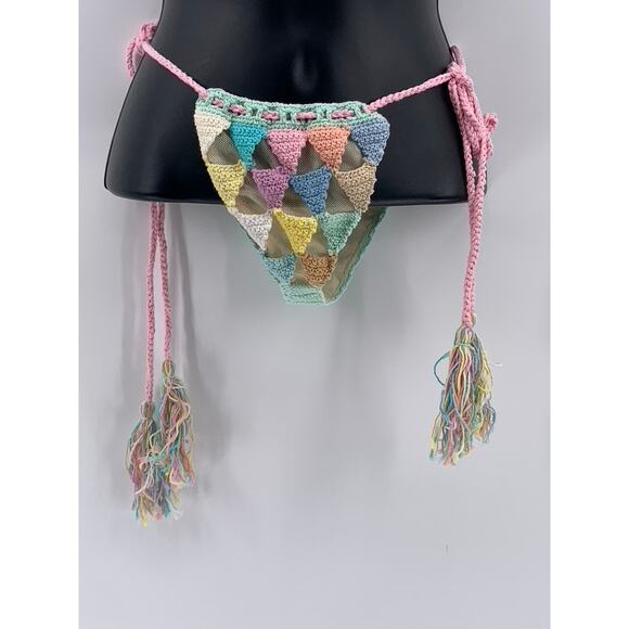ANDI BAGUS Women's Mesh Crochet Knit Triangle 2-PC Bikini SZ OS - Picture 6 of 12